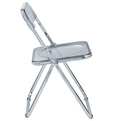 LeisureMod Lawrence Acrylic Folding Chair With Metal Frame, Set of 2
