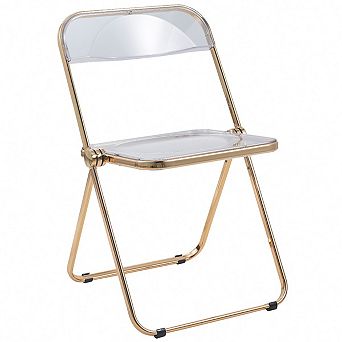 LeisureMod Lawrence Acrylic Folding Chair With Metal Frame, Set of 2