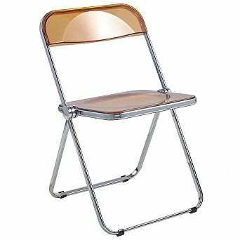 LeisureMod Lawrence Acrylic Folding Chair With Metal Frame, Set of 2