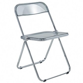 LeisureMod Lawrence Acrylic Folding Chair With Metal Frame, Set of 2