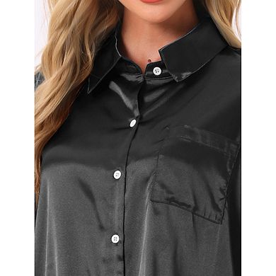 Women's Pajamas Set Button Down Notch Collar Short Sleeve with Shorts Set Soft Cozy Lounge Set
