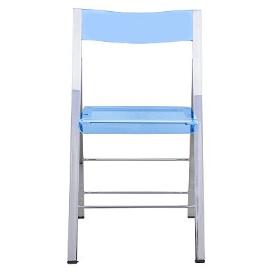 LeisureMod Menno Modern Acrylic Folding Chair, Set of 2