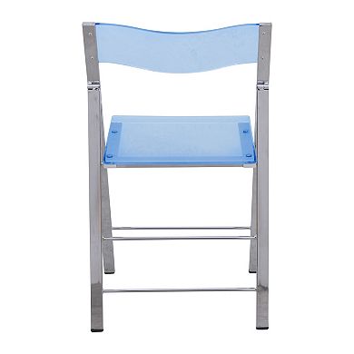 LeisureMod Menno Modern Acrylic Folding Chair, Set of 2