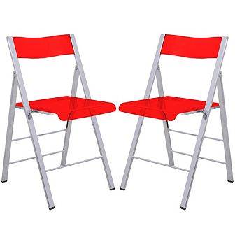 LeisureMod Menno Modern Acrylic Folding Chair, Set of 2