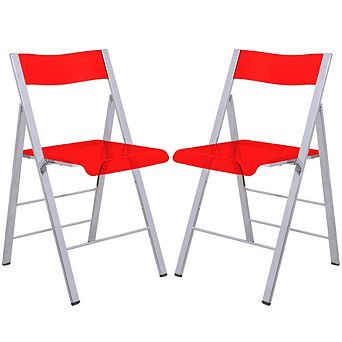 LeisureMod Menno Modern Acrylic Folding Chair, Set of 2