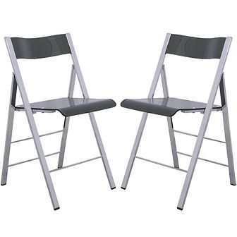 LeisureMod Menno Modern Acrylic Folding Chair, Set of 2