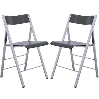 LeisureMod Menno Modern Acrylic Folding Chair, Set of 2