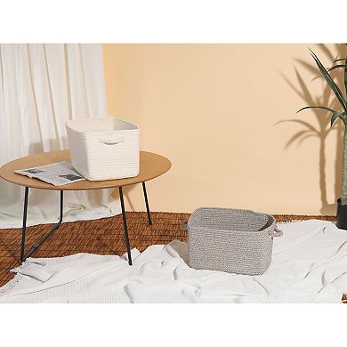 1 Pack Woven Storage Basket, Shelf Closet Storage Bin with Handles for Key Tray Bowl 15*9.8*9.1in