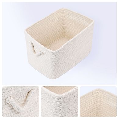 1 Pack Woven Storage Basket, Shelf Closet Storage Bin with Handles for Key Tray Bowl 15*9.8*9.1in