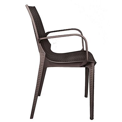 LeisureMod Kent Outdoor Dining Arm Chair, Set of 2