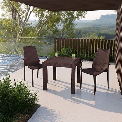 LeisureMod Kent Outdoor Dining Arm Chair, Set of 2