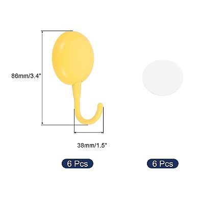 Adhesive Hooks, 6 Pcs Stick on Wall Adhesive Hangers Round Towel Hooks
