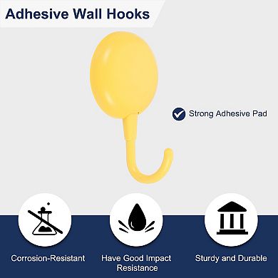 Adhesive Hooks, 6 Pcs Stick on Wall Adhesive Hangers Round Towel Hooks