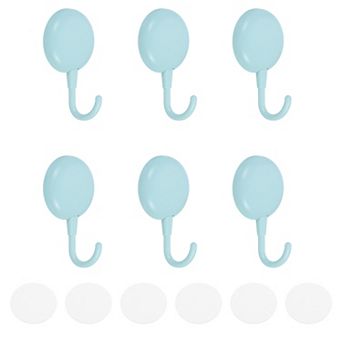 Adhesive Hooks, 6 pc Stick on Wall Adhesive Hangers Round Towel Hooks