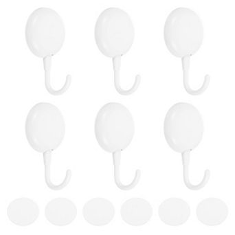 Adhesive Hooks, 6 pc Stick on Wall Adhesive Hangers Round Towel Hooks
