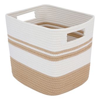 1 Pack Woven Storage Basket, Shelf Closet Storage Bin for Blankets, Clothes with Handles 11*11*11in