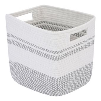 1 Pack Woven Storage Basket, Shelf Closet Storage Bin for Blankets, Clothes with Handles 11*11*11in
