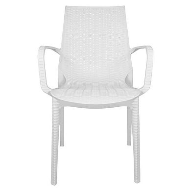 LeisureMod Kent Outdoor Dining Arm Chair, set of 4