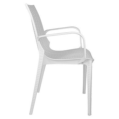 LeisureMod Kent Outdoor Dining Arm Chair, set of 4