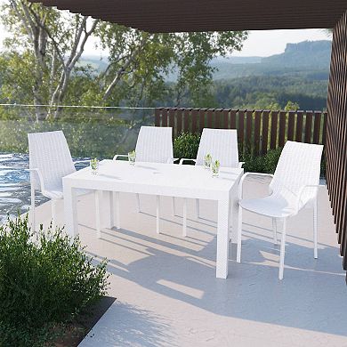 LeisureMod Kent Outdoor Dining Arm Chair, set of 4