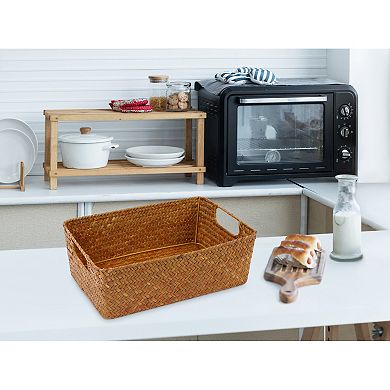 1 Pcs Wicker Basket, Self-supporting Basket, Storage Basket with Handles for Bathroom 13.4*9.1*4.3in