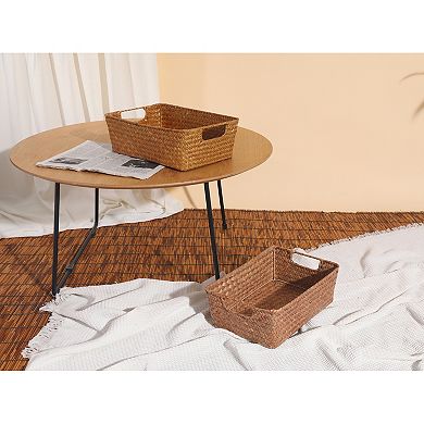 1 Pcs Wicker Basket, Self-supporting Basket, Storage Basket with Handles for Bathroom 13.4*9.1*4.3in