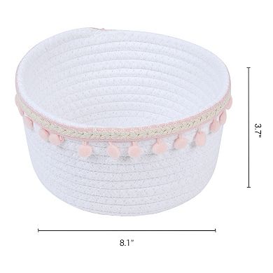 1 Pack Woven Storage Basket, Shelf Closet Storage Bin for Key Tray Bowl for Entryway Desk 8.1*3.7in