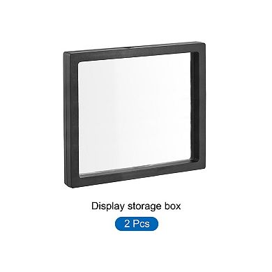 Floating Thin Film Display Box, ABS Frame Case 14cm x 14cm x 2cm Pack of 2