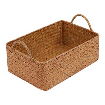 1 Pack Wicker Basket, Basket for Organizing, Storage Basket with Handles, Storage Cube for Shelves