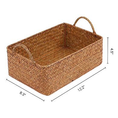 1 Pack Wicker Basket, Basket for Organizing, Storage Basket with Handles, Storage Cube for Shelves