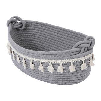 1 Pack Storage Basket, Self-supporting Closet Storage Bin with Tassels for Home Decor 13.4*6.3*4.7in
