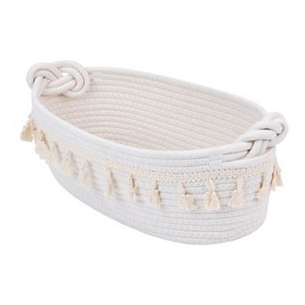 1 Pack Storage Basket, Self-supporting Closet Storage Bin with Tassels for Home Decor 13.4*6.3*4.7in