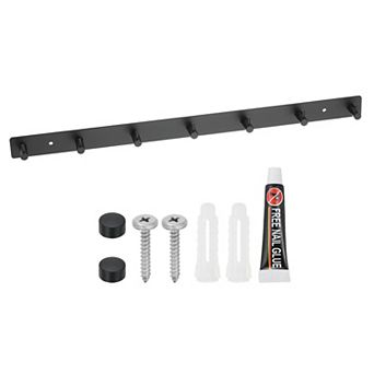 Coat Rack Wall Mount, 19" Metal Chamfer Wall Hooks Rail with 7 Hooks, Black