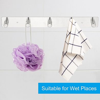 Coat Rack Wall Mount, 1 Pcs 19" Metal Chamfer Wall Hooks Rail with 7 Hooks, Silver