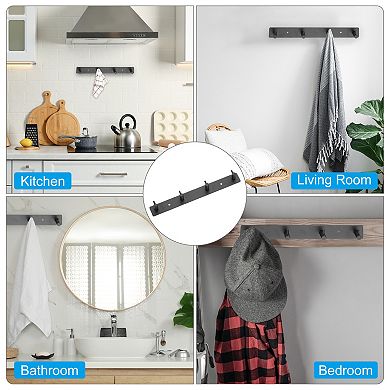 Coat Rack Wall Mount, 2 Pcs 19" Metal Chamfer Wall Hooks Rail with 7 Hooks, Black