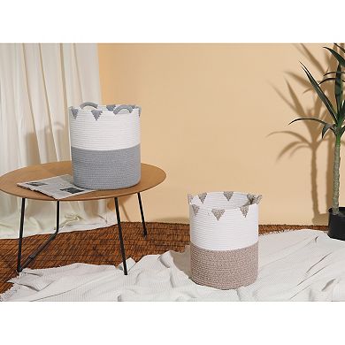 1 Pack Woven Storage Basket, Closet Storage Bin for Blankets, Clothes with Handles 11.8*14.2in