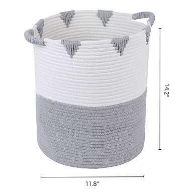 1 Pack Woven Storage Basket, Closet Storage Bin for Blankets, Clothes with Handles 11.8*14.2in