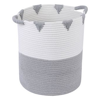 1 Pack Woven Storage Basket, Closet Storage Bin for Blankets, Clothes with Handles 11.8*14.2in