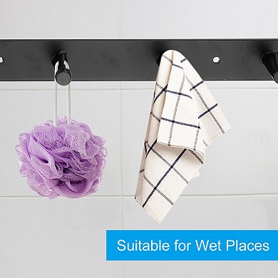 Coat Rack Wall Mount, 2 Pcs 13" Metal Chamfer Wall Hooks Rail with 5 Hooks, Black