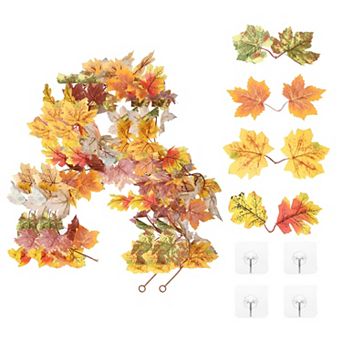 2 pc Fall Maple Leaf Garland,5.9Ft Artificial Garland Decor(Multicolor)