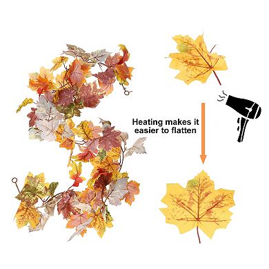 2Pcs Fall Maple Leaf Garland,5.9Ft Artificial Garland Decor(Multicolor)