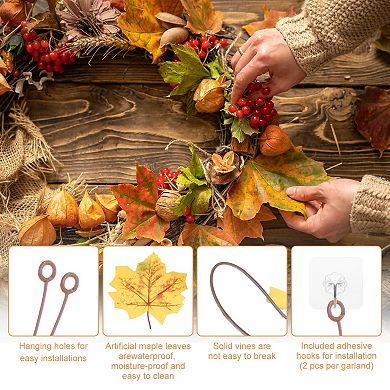 2Pcs Fall Maple Leaf Garland,5.9Ft Artificial Garland Decor(Multicolor)