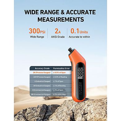 AstroAI Tire Pressure Gauge Digital 3-300PSI Large Screen Compatible with Schrader Valves, 4 Units