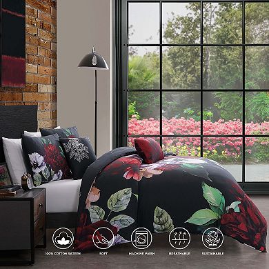 Bebejan Moody Painting 100% Cotton Sateen 5 Piece Reversible Comforter Set