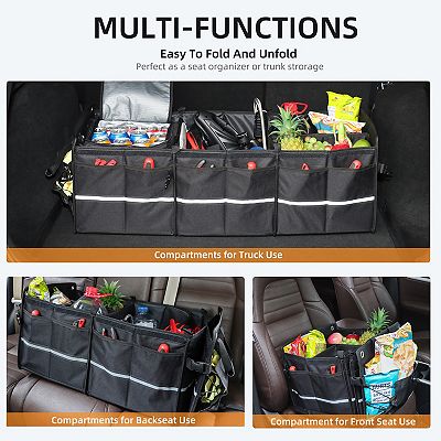 WELKIN 60L Car Trunk Organizer With Lid - Heavy Duty Collapsible Storage Box With Dividers For SUV, Sedan, Truck 4 thumbnail image