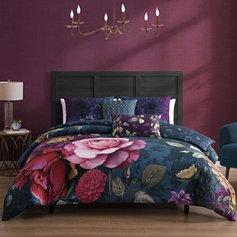 Bebejan Vibrant Flora 100% Cotton Sateen 5 pc Reversible Comforter Set