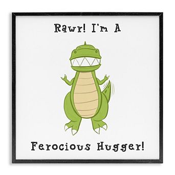 Stupell Home Decor Rawr Ferocious Hugger Smiling T-Rex Framed Wall Art
