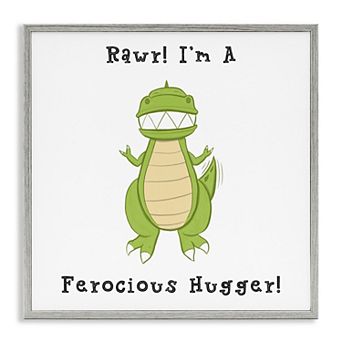 Stupell Home Decor Rawr Ferocious Hugger Smiling T-Rex Framed Wall Art