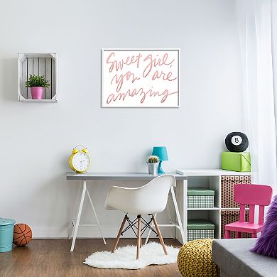 Stupell Home Decor Sweet Girl You Are Amazing Script Framed Wall Art