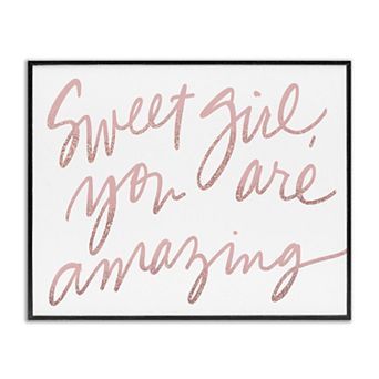 Stupell Home Decor Sweet Girl You Are Amazing Script Framed Wall Art